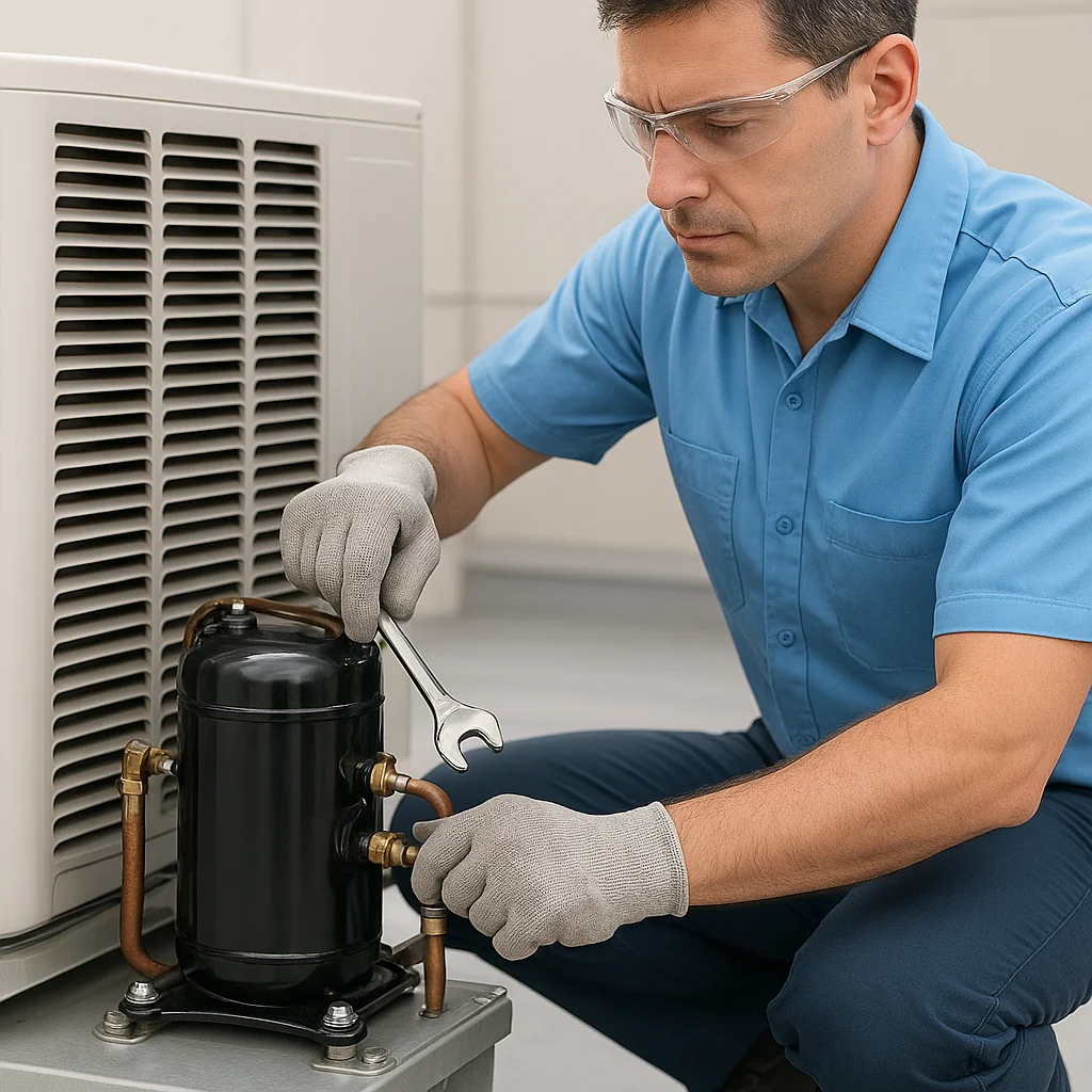 Call Heating & Air Conditioner Pros ac compressor repair and replacement service services - Lampe